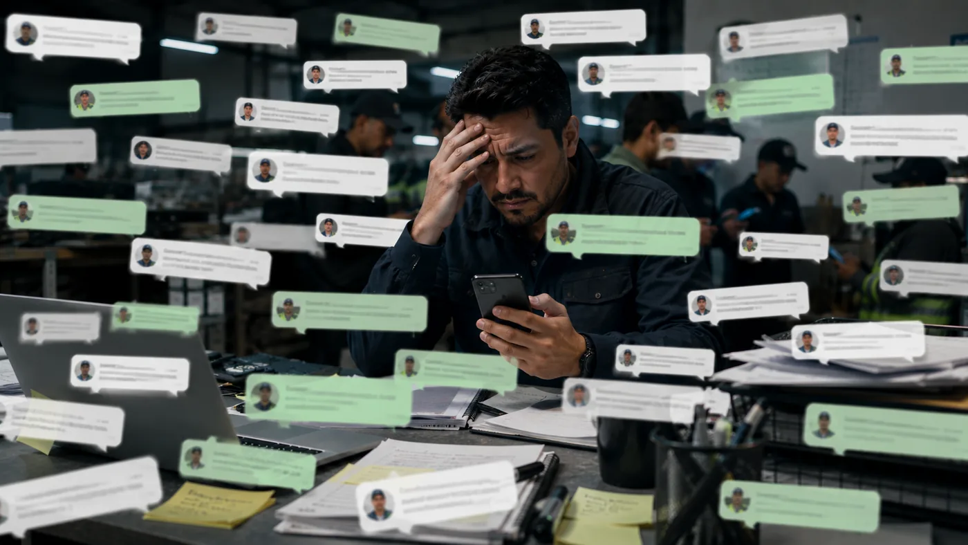 Asistencias operativas dispersas entre conversaciones de WhatsApp
